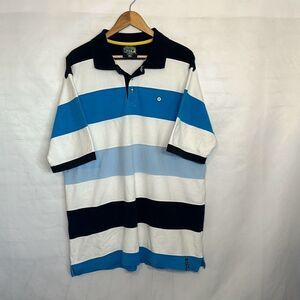Vintage Southpole Authentic Collection Blue White Colorblock Polo XL Unique LOOK